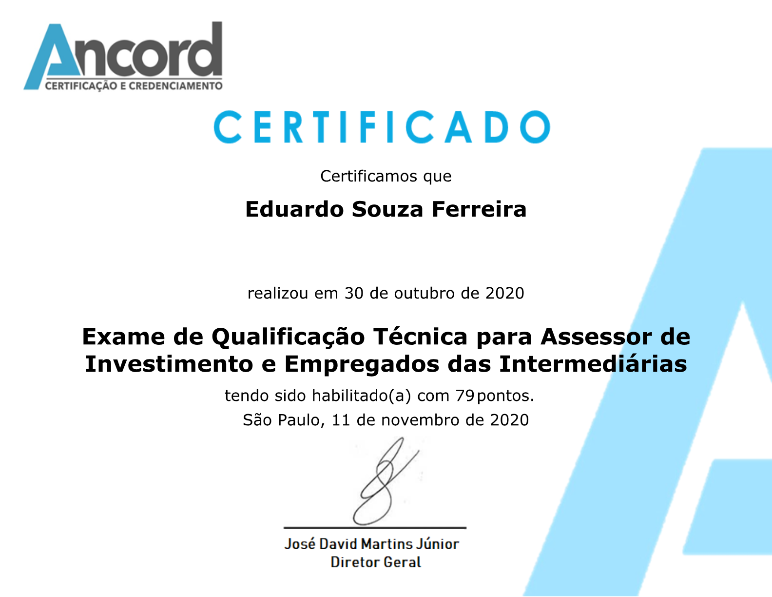 Certificado ANCORD — Eduardo Souza Ferreira
